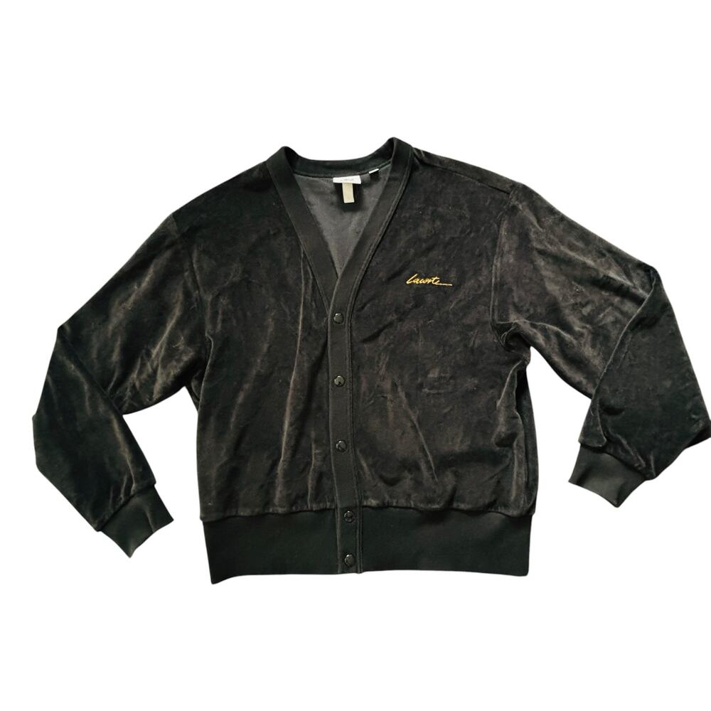 Lacoste Live L!ve Velvet cardigan size large black